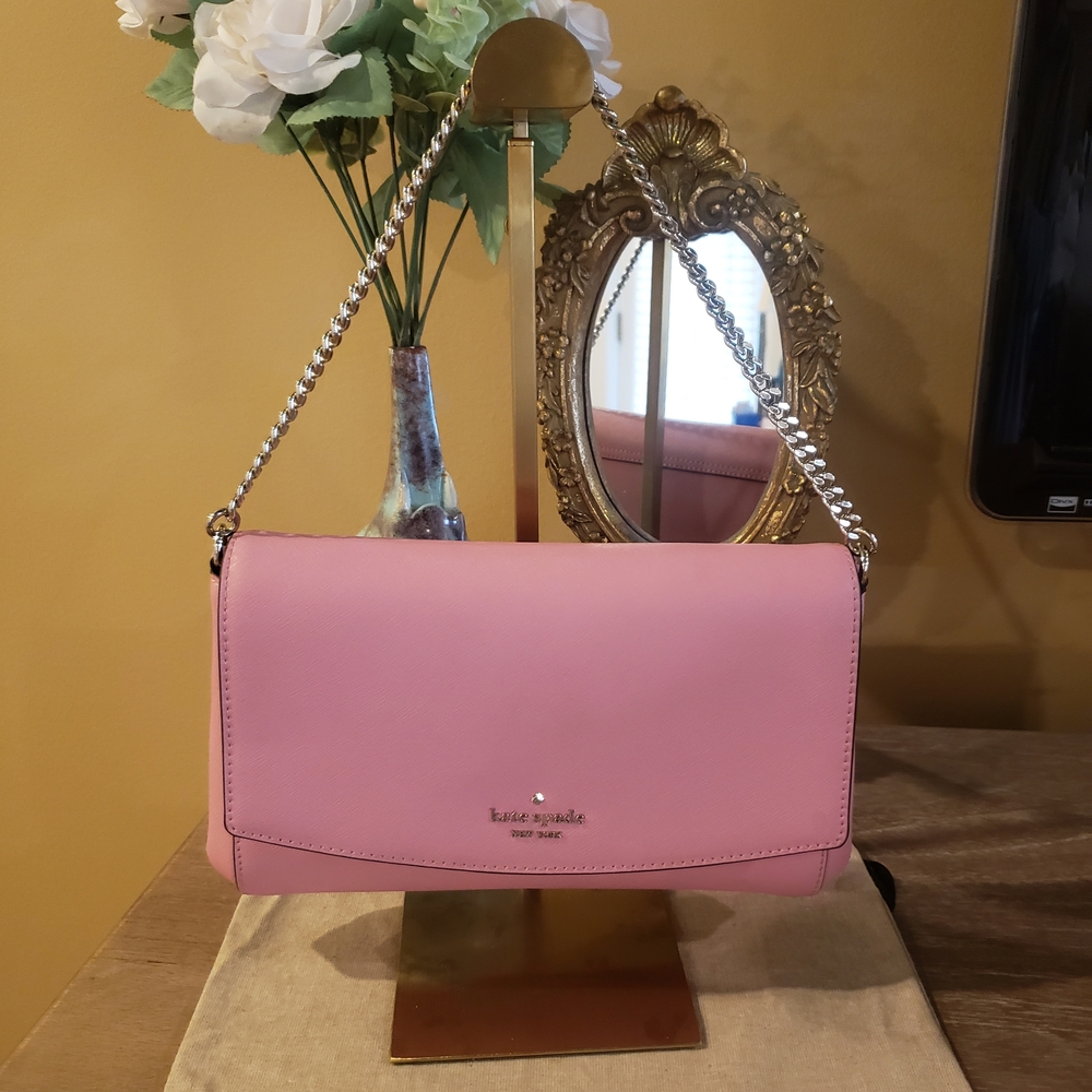 Kate Spade Pink Shoulder Bag w/ Silver Chain Strap